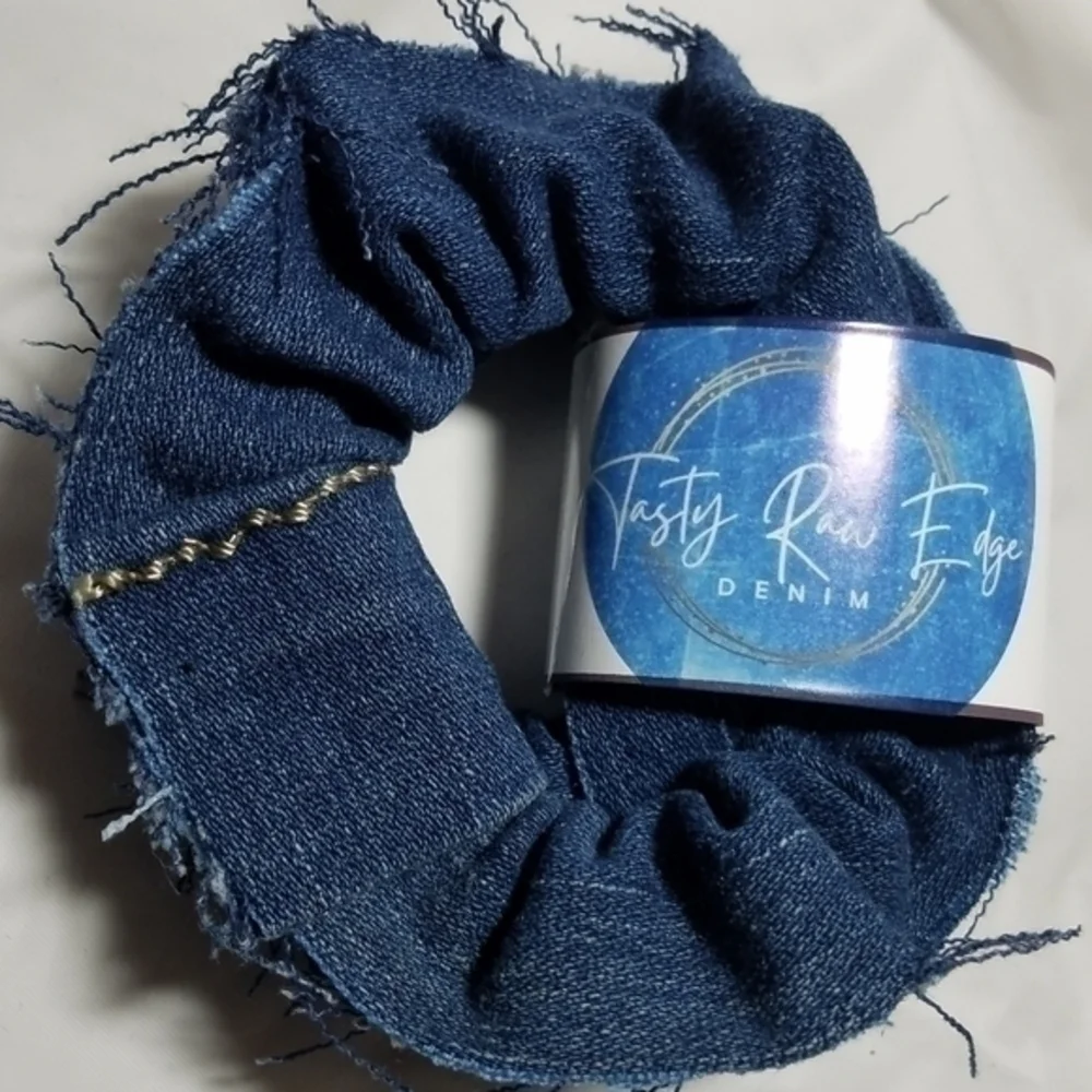Tasty Raw Edge Denim Scrunchie